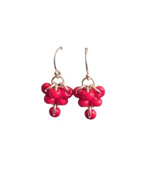 Micromaille Sterling Silver and Red Czech glass earrings. Artisan Handmade
